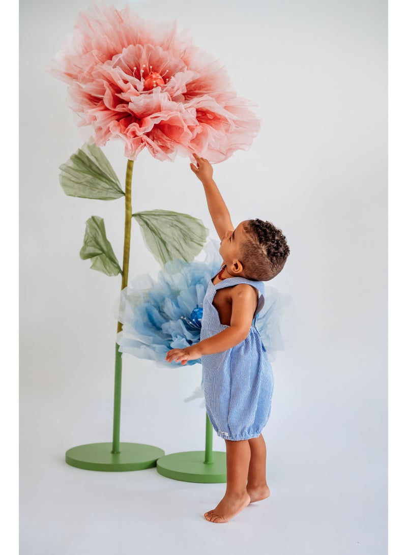 Petite Lamb Blue Seersucker Romper - Image 1